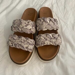 a new day Braided Double-Strap Slide Sandals in Taupe Snake